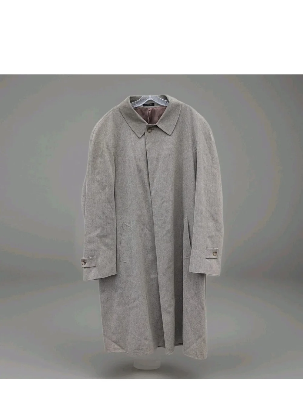 Tom James Overcoat Mens 48R Beige Loro Piana Storm System Wool Rain Wind Trench